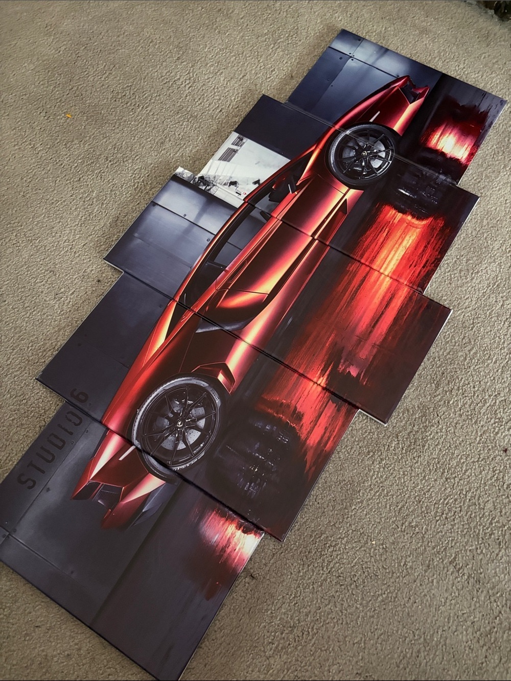 Orange Lamborghini Panel Wall Art